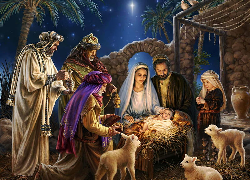 A nativity scene at Christmas