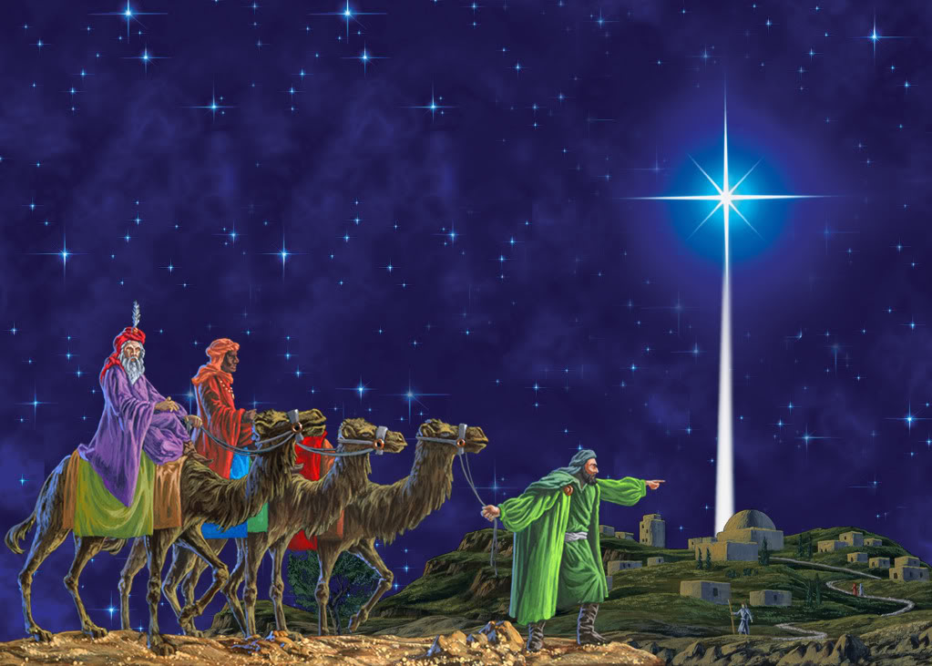 The Magi following the star to Bethlehem