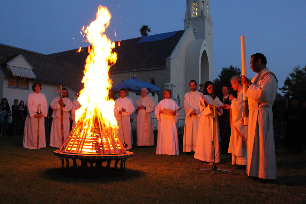 The Easter Vigil — the lighting of the Paschal Fire